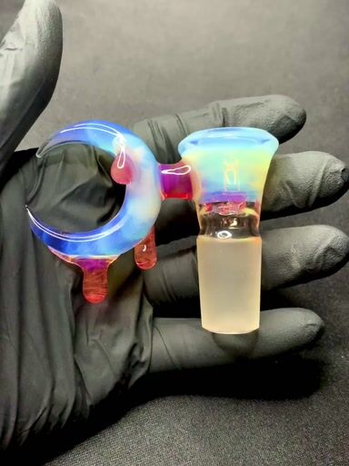 Preview pic of Uv Glopal/Telemagenta crescent moon drip 18mm slide