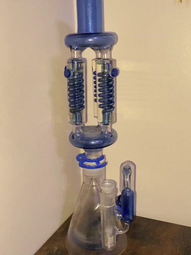 Preview pic of Quad *RARE* coil glycerin cooled glass piece 19 1/2 inches tall