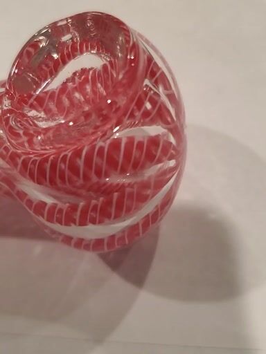 Preview pic of Clear with Red and White Weave Pipe/Bowl