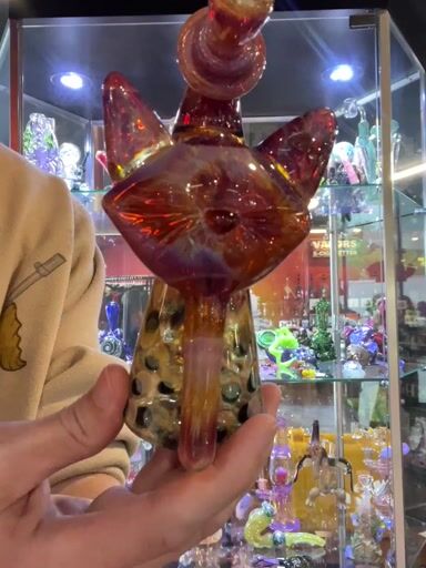 Preview pic of Rhythm Glass and CiCiKittyGlass Collaboration Recycler Rig with Bear Quartz Banger