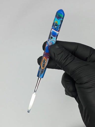 Preview pic of Midnight Pulsar Handmade Dab Tool | Custom Stainless Steel Wax Carving Tool | Recycled HDPE Handle | Unique Blue Swirl Collector Tool