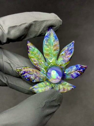 Preview pic of Green Amber Purple/UV Citrine chaos leaf pendant