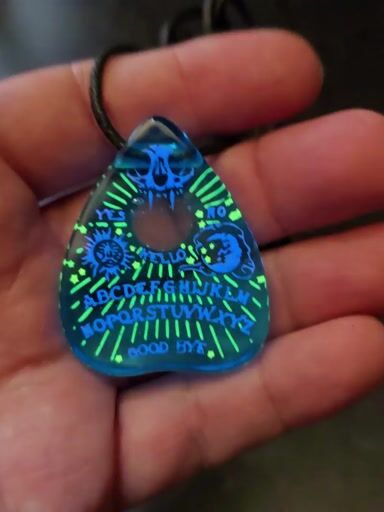 Preview pic of Ouija Planchette Layered Glow Pendant Sky Blue