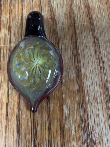 Preview pic of 2015 Rushin glass sunburst fumed and pomegranate teardrop pendant NOS