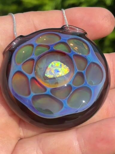 Preview pic of Opal honeycomb pendant