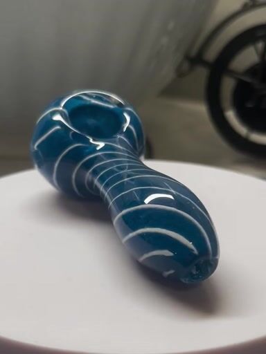 Preview pic of Blue Candy Cane Spoon Pipe