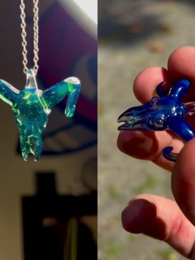 Preview pic of Tiny Ram skull pendant/charm in Blue slyme
