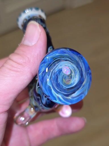 Preview pic of 14mm dry pipe for dry dabs or for flower crushed opal