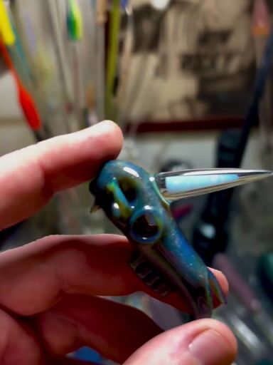 Preview pic of large opal spike unicorn skull pendant/trinket