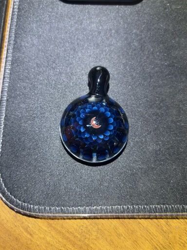 Preview pic of 🌙SAP GLASS Midnight Blue Opal Moon Pendant 🌙