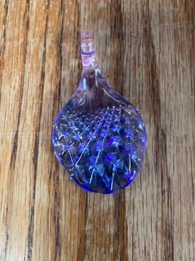 Preview pic of 2016 KZG Glass cobalt UV Lucy pink pineapple pendant NOS