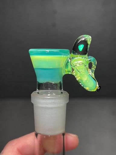 Preview pic of *SOLD*Aqua azul/Slyme 18mm 4 hole banana slide