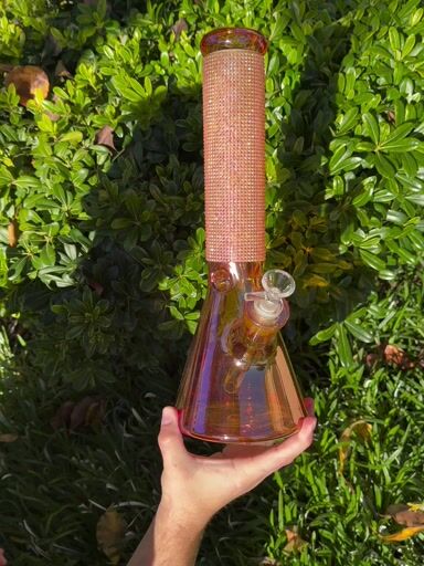 Preview pic of Amber Iridescent Bling 14 Inch Bong