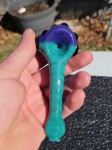 Preview pic of Opaque aqua and purple urple spoon