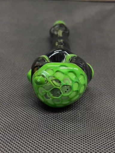 Preview pic of Freeways Glass Art Green and Black Honeycomb Spoon