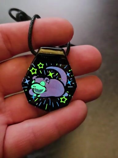 Preview pic of Slowpoke Pokemon Layered Glow Pendant - prototype seconds