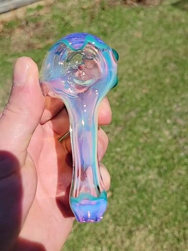 Preview pic of Silver fume , pink slyme and opaque aqua spoon