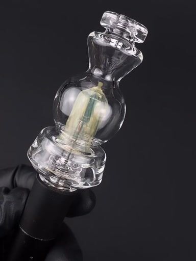 Preview pic of The Beardless Menace Pivot Bubbler Glass Mouthpiece – Water Attachment