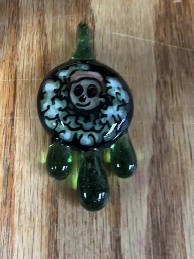 Preview pic of Windstar glass 2016 rare custom stoney Morty heavy green stardust drippy pendant NOS