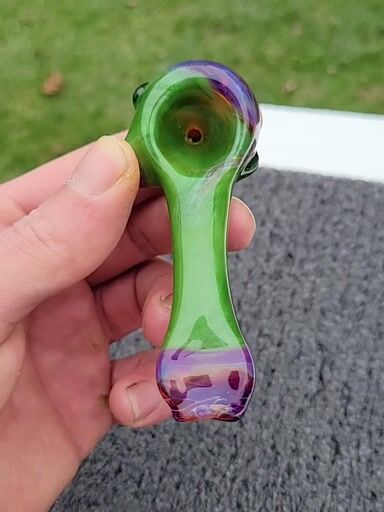 Preview pic of Green stardust over jade green and amber purple spoon