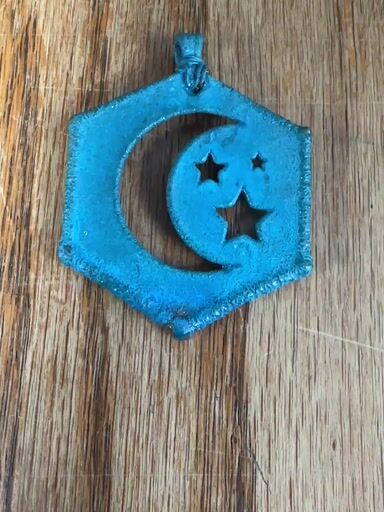 Preview pic of 2016 David Copperform copper electroplated crescent and stars pendant NOS