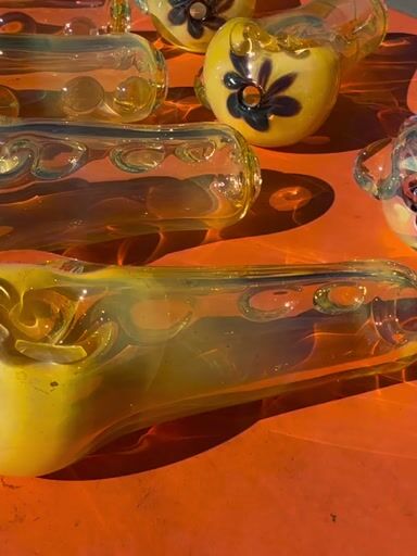 Preview pic of 4” Flower Fumed DURABLE Spoons by Questionmark/ Nobody Glass