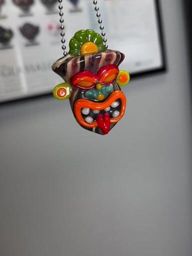 Preview pic of Ghost Glass Tiki Head Pendy