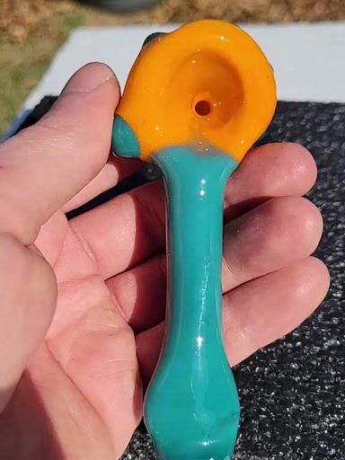 Preview pic of Opaque aqua and lava spoon
