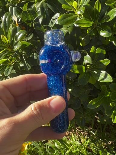 Preview pic of Blue Glitter Glycerin Glass Hand Pipe