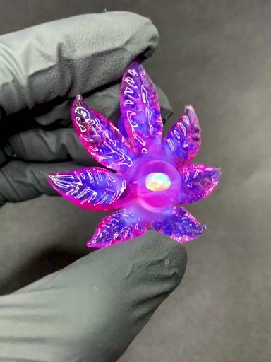 Preview pic of Pink slime/Gold Ruby leaf pendant