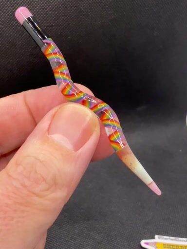 Preview pic of SALE Rainbow wavy pencil with pink 'rubber' tip